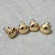 Lot of 4 Round Brass Cabinet Knobs Gold Drawer Pulls &amp; Hardware Home Decor  - £15.56 GBP