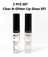 Clear &amp; Glitter Shimmer Lip Gloss Polish Lip Shine Lip Oil Topper SET - $5.48 CAD