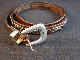 WOMEN&#39;S BELT by FOSSIL FASHION LEATHER BELT w/ Silver Accents and Buckle... - $9.89