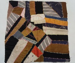 1903 Feather Stitch Crazy Quilt Square Piece 18&quot; Unfinished - £20.65 GBP