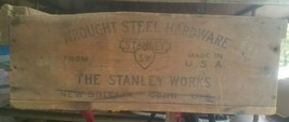 Vintage The Stanley Works Wrought Steel Hardware Wood Crate Box New Britton Ct - £84.26 GBP