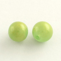 50 Glass Beads 8mm Lime Green Yellow Gold Bulk Jewelry Supplies Mix Unique - $4.64