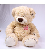 Build A Bear Workshop Tan Bear Patchwork Stitched Paws And Ears Red Hear... - $14.56 CAD