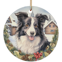 Cute Border Collie Dog Christmas Winter Vintage Ornament Ceramic Gift Tree Decor - £11.83 GBP