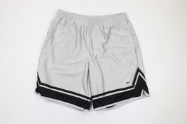 Vintage Nike Mens 2XL Travis Scott Mini Swoosh Striped Heavyweight Shorts Silver - £39.52 GBP