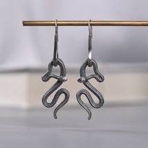 Snake Dangle Earrings 925 Sterling Silver Gothic Matte Drop Earrings For Women F - £38.44 GBP