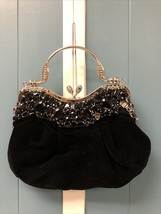 Prezzo Womens Chunky Stones Evening Bag Black Rhinestones Velvety *craft - $8.93