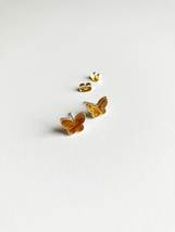 Mini Tiger Eye Butterfly Earrings in Gold - £23.45 GBP