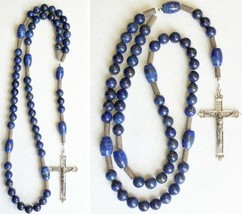 Catholic Rosary Rosenkranz  Lapis Lazuli &amp; Heavy Sterling Silver  - £162.73 GBP