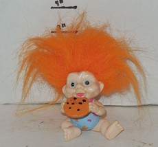 Vintage My Lucky Russ Berrie Troll 4&quot; Poseable Figure Orange Hair with cookie - £11.53 GBP