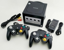 Nintendo GameCube DOL-101 Gaming System Console 2 Controller Bundle Black GCN - £138.78 GBP