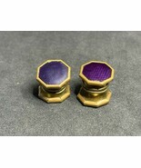 Antique  Art Deco Lion Brand Cuff Studs, Purple Enamel, 1910s-1920s - $154.97 CAD