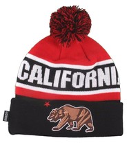 Dissizit! Cali Orso California Rosso Nero Pompon Slick La Compton Cappello - £14.05 GBP
