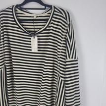 Cotton Bleu Top 3x Womens Plus Size Velvet Soft Cream Black Striped Pullover NWT - £14.97 GBP