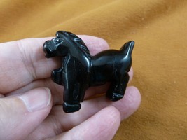 (Y-HOR-P-556) Black Onyx HORSE gemstone carving figurine stone wild gem horses - £11.19 GBP