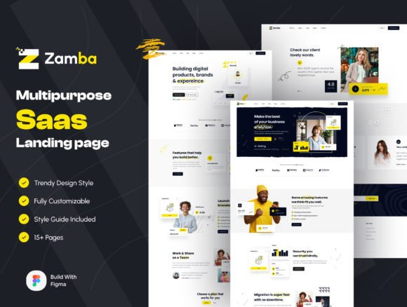 Zamba – Multipurpose SaaS Website Figma - $28.00