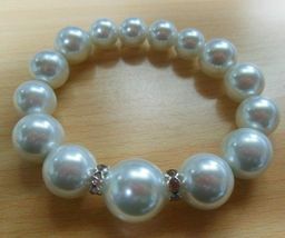 Graduated Faux Pearl &amp; Rhinestone Stretch Bracelet - $13.85