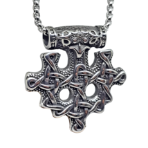 Thors Hammer Hiddensee Pendant Steel 24&quot; Chain Viking Raven Skane Cross Necklace - £14.67 GBP