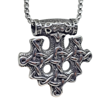 Thors Hammer Hiddensee Pendant Steel 24&quot; Chain Viking Raven Skane Cross Necklace - $18.66