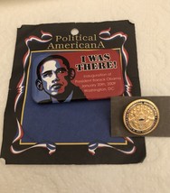 2 Obama Pins = 2009 Pin Inauguration President + Red Blue Photo Gold Metal - £11.30 GBP