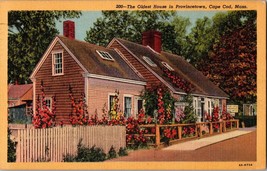 Postcard The Oldest House in Provincetown Cape Cod Massachusetts Linen (B5) - £4.29 GBP