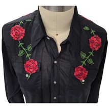 VTG Rockmount Ranch Wear Tru-West Black Red Embroidered Pearl Snap Shirt M - $118.80
