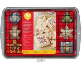 Wilton-Cookie Christmas Baking Gift Set 12 Piece Pan, Cooling Rack Sheet Cutters - £22.77 GBP