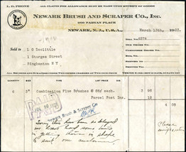 1923 Newark Brush &amp; Scraper Co Nj Antique Letterhead Billhead Receipt Dog - £5.49 GBP
