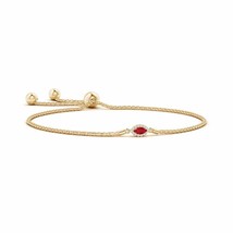 ANGARA East-West Marquise Ruby Bolo Bracelet with Halo in 14K Solid Gold - £562.16 GBP