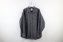 Vintage 90s LL Bean Mens Large Faded Chamois Cloth Collared Button Shirt Gray - £42.68 GBP
