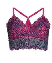No Boundaries Longline Lace Bralette Padded Fuschia Geometric Juniors Small - $12.19