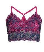 No Boundaries Longline Lace Bralette Padded Fuschia Geometric Juniors Small - $12.19