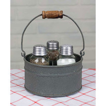 Round Bucket Salt Pepper and Toothpick Caddy - Barn Roof - £52.59 GBP