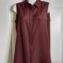 J. Crew Button Down Sleeveless Collared Burgundy Tunic Top Blouse Size 0 - £15.13 GBP