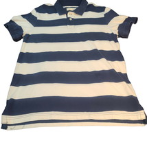 Aeropostale Polo Shirt Men&#39;s Size Large Short Sleeve Striped Navy Blue White - £12.78 GBP