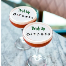 12 Edible 2&quot; Cocktail Drink Toppers Drink Up Bitches Christmas Party Coc... - £11.30 GBP