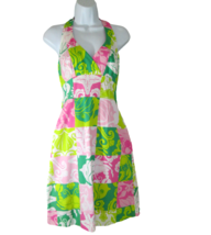 Lilly Pulitzer Candy Sun Dress Halter Womens Size 0 Floral Cotton Lined ... - £38.73 GBP