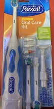 REXALL Power Oral Care Kit w/ Power Toothbrush Replacement Floss Heads Blue - £7.45 GBP