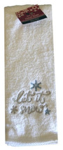 Christmas Hand Towels Snowflake Embroidered Cotton 16x26 Set of 2 Let it... - £24.83 GBP