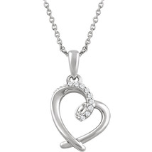 Sterling Silver .05 CTW Diamond Heart Necklace - £158.97 GBP