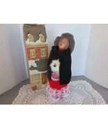1994 BYERS CHOICE CAROLER LADY RED LACE SKIRT FUR MUFF SIGNED 12.5&quot; LTD ... - £27.09 GBP