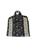Vintage Garment Bag Hanging Clothes Quilted Floral Black Cream Pockets C... - $34.19 CAD