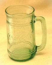 Coca Cola Coke Green Tint Glass Mug Raised Lettering - $16.82