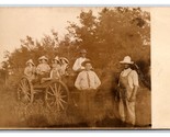 RPPC Rural Scene Family Ride on Horse and Wagon UNP Postcard H18 - $17.03