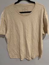 MUTUAL WEAVE Basic Tshirt-Cream Cotton Short Sleeve EUC Womens 2XL - £4.11 GBP