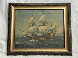 VTG Mayflower II By Hervey Garrett Smith Framed Under Glass Lithograph Print - £70.75 GBP
