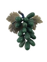 Vintage Stone Fruit Jade Grape Bunch Cluster Grapes Leaves Green - £27.09 GBP