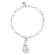 Precious Stars Silvertone Snowman 0.2ct Cubic Zirconia Holiday Charm Bracelet - £18.17 GBP