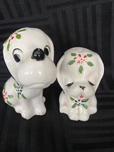 Vintage Japan Christmas black and white puppy dog salt and pepper shakers - £9.62 GBP
