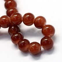 A Bead Lot of 5 strands faux jade 6mm round Saddle Brown color 31 inch l... - $11.39